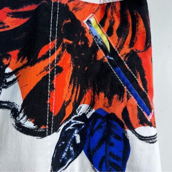 Anthropologie Maeve - White Denim Floral Belt Skirt Size 4 - Picture 7 of 15